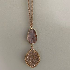 Stone & Beaded Crystal Pendant Layered Necklace